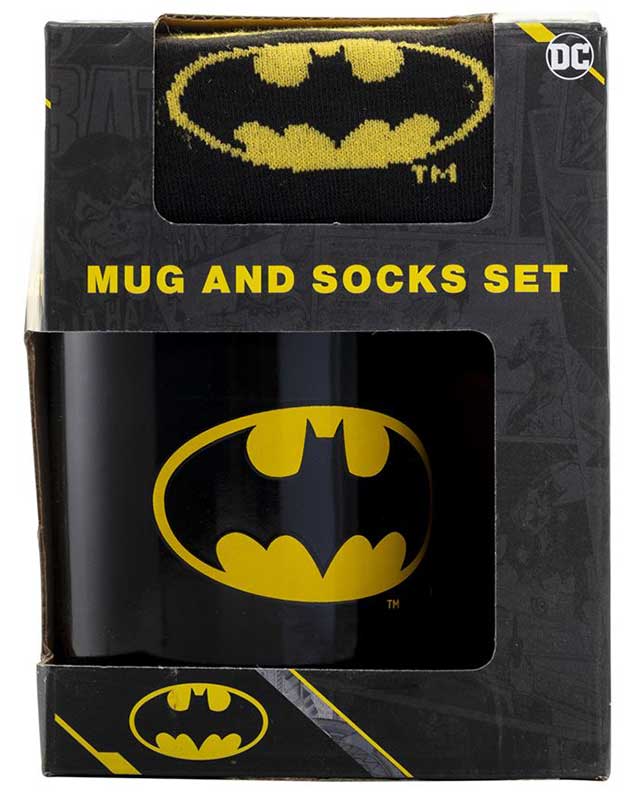 Batman Mug and Socks Set - Yellow Symbol