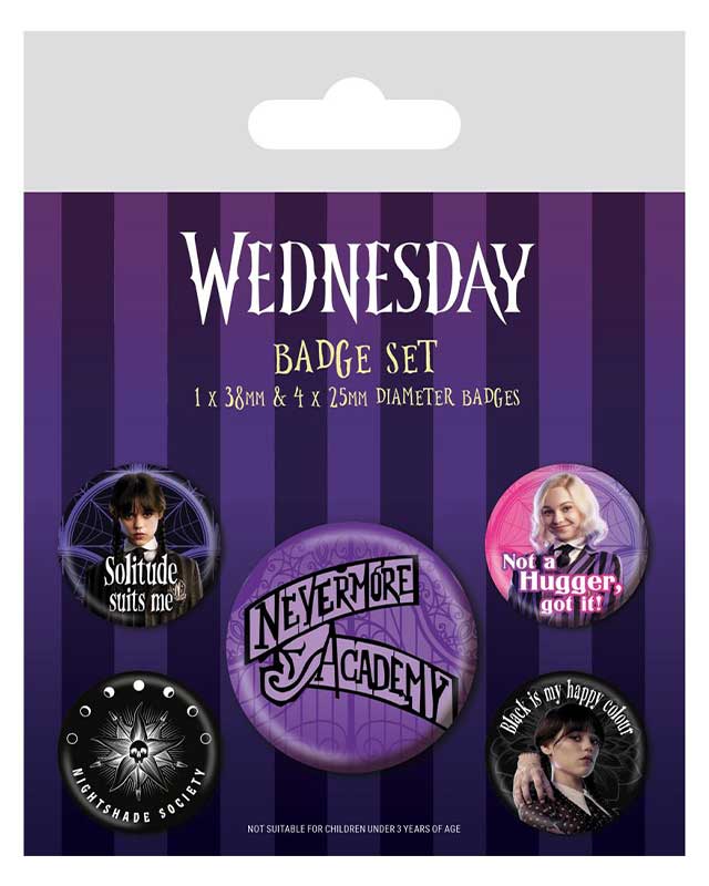 Wednesday 5-Piece Badge Pack - Nevermore